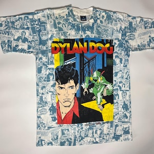 Rare Vintage 1992 Dylan Dog Comic Book All Over Print Graphic T-Shirt *Medium*