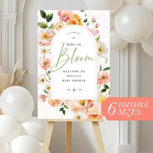 Wildflower Baby in Bloom Welcome Sign Custom Shower Sign Welcoming Baby Shower Editable Template Baby Shower Wildflower Girl Baby Blooming