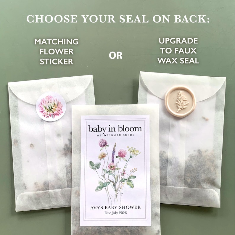 Wildflower Seed Favor Baby Shower Girl Wildflower Packet Baby Favor Idea Baby in Bloom Idea Bulk Guest Favor Garden Party Gift Garden Theme Baby Shower Wildflower Seed Packet Custom Favor Botanical Celebration Party Gift Bloom Themed Event Personalized Envelope Design Floral Details Natural Baby Present Eco Friendly Favor Sustainable Gift Idea Spring Celebration