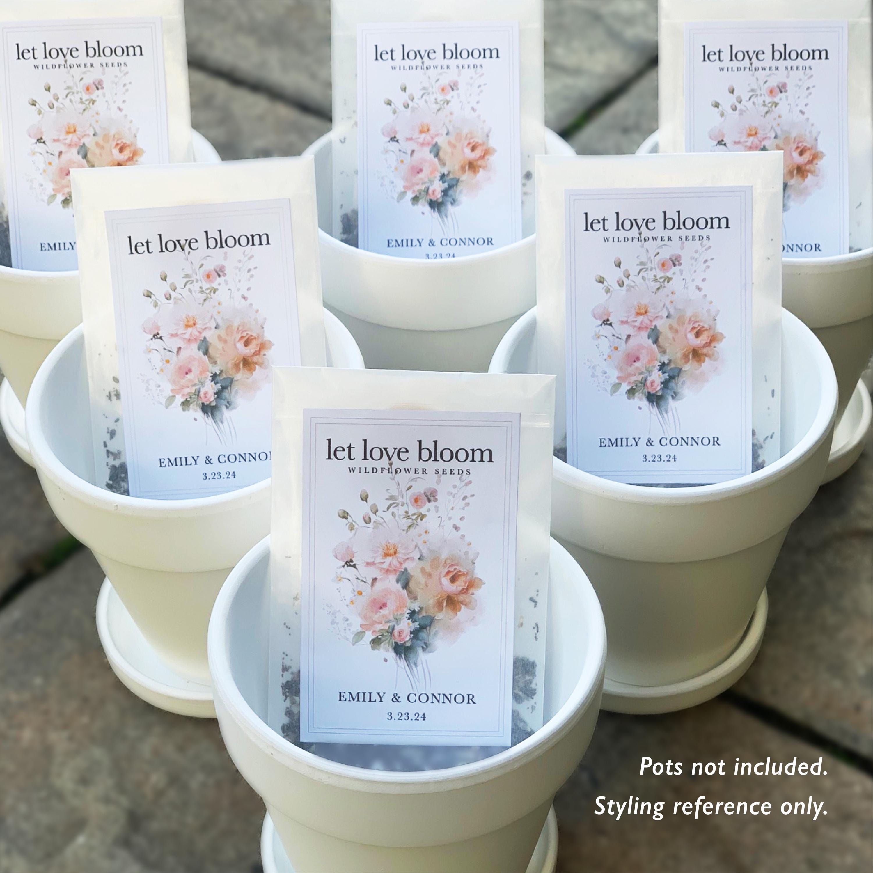 25 Set Wedding Favors For Guests Let Love Grow Seed Packets Kraft Thank