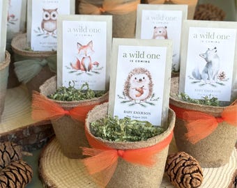 Woodland Baby Shower Favor Baby Animal Theme Party Decoration Forest Wild One Party Gift Personalized Wildflower Seeds Boy Shower Idea