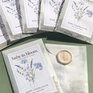 Lavender Baby Shower Favor Idea Blue Wildflower Baby Shower Favor Garden Theme Baby Shower Wildflower Seed Packet Custom Favor Botanical Celebration Party Gift Bloom Themed Event Personalized Envelope Design Floral Details Natural Baby Present Eco Friendly Favor Sustainable Gift Idea Spring Celebration