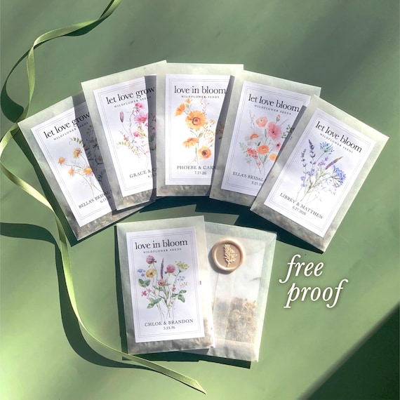 Personalized Wildflower Seed Packet Favor Wedding Seed Favor for Guest Eco Friendly Bridal Shower Favor Eco Wedding Favor Garden Party Favor