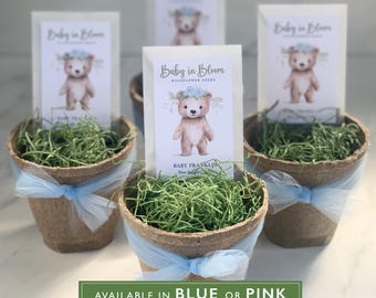Bear Shower Favor Baby Bloom Seed Packet Woodland Theme Gift Boy Girl Design Boho Style Animal Decoration Customizable Keepsake Guest Gift