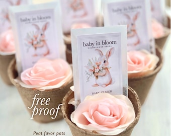 Bunny Rabbit Baby Shower Seed Packet Baby in Bloom Girl Baby Shower Bunny Theme Favor Bunny Shower Revealing Gender Garden Party Gift Guest