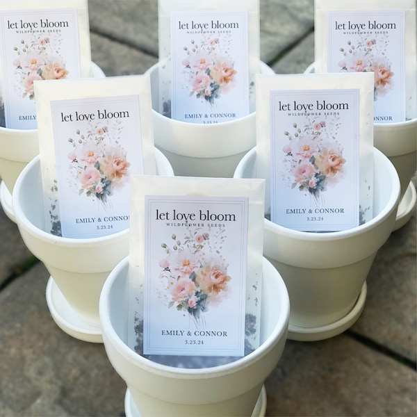 Custom Name Wedding Favor Seed Packet Favors for Wedding Let Love Grow Wildflower Seed Packet Personalized Favor for Bridal Shower Favors