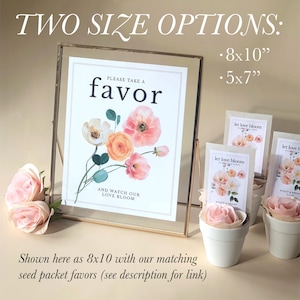 Bridal Shower Favor Sign Wedding Favor Sign Floral Bridal Shower Sign for Favors Editable Wedding Sign Template Let Love Grow Love in Bloom