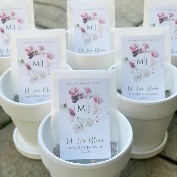 Custom Wildflower Seed Packet Wedding Favor for Guest Bulk Wildflower Wedding Seed Favor for Wedding personalized Favor Let Love Grow Seed