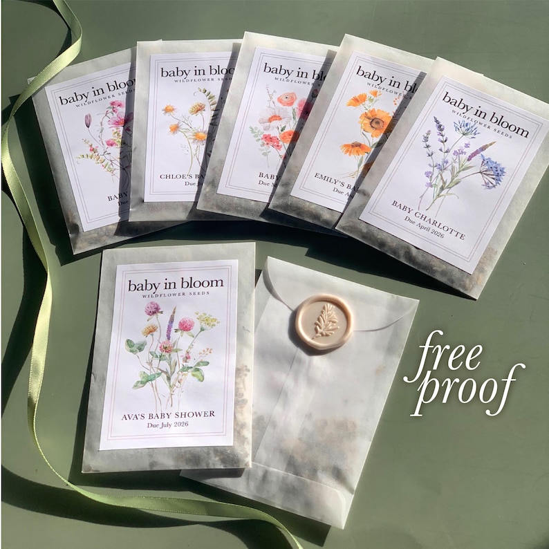 Wildflower Seed Favor Baby Shower Girl Wildflower Packet Baby Favor Idea Baby in Bloom Idea Bulk Guest Favor Garden Party Gift Eco Friendly Wildflower Seed Packet Baby Shower Favor Idea Garden Theme Girl Bloom Party Personalized Gift Eco Friendly Botanical Custom Wildflower Theme