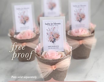 Custom Baby in Bloom Seed Favor Baby Shower Favor for Guest Baby Boy Shower Baby Girl Shower Gender Neutral Baby Shower Wildflower Seed