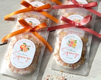 Orange Bridal Shower Favors Personalized Citrus Bath Salts Main Squeeze Bachelorette Party Favor Girls Trip Spa Gift Bride Tribe Bridesmaid