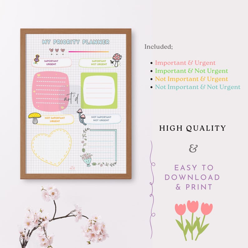 Eisenhower Matrix Printable Cute, Decisionmatrix,taskpriority ...