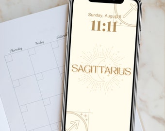 Schütze Sternzeichen iPhone IOS Wallpaper | Nacht Sonne & Mond Twinkle Gold Lock Screen | Home Hintergrund | November Dezember | Herbst Winter