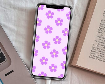 Lavendel lila und gelbe Daisy iPhone IOS Wallpaper | Bildschirm sperren | Startbildschirm Hintergrund | Garten | Blumenstrauß | Liebe & Glück