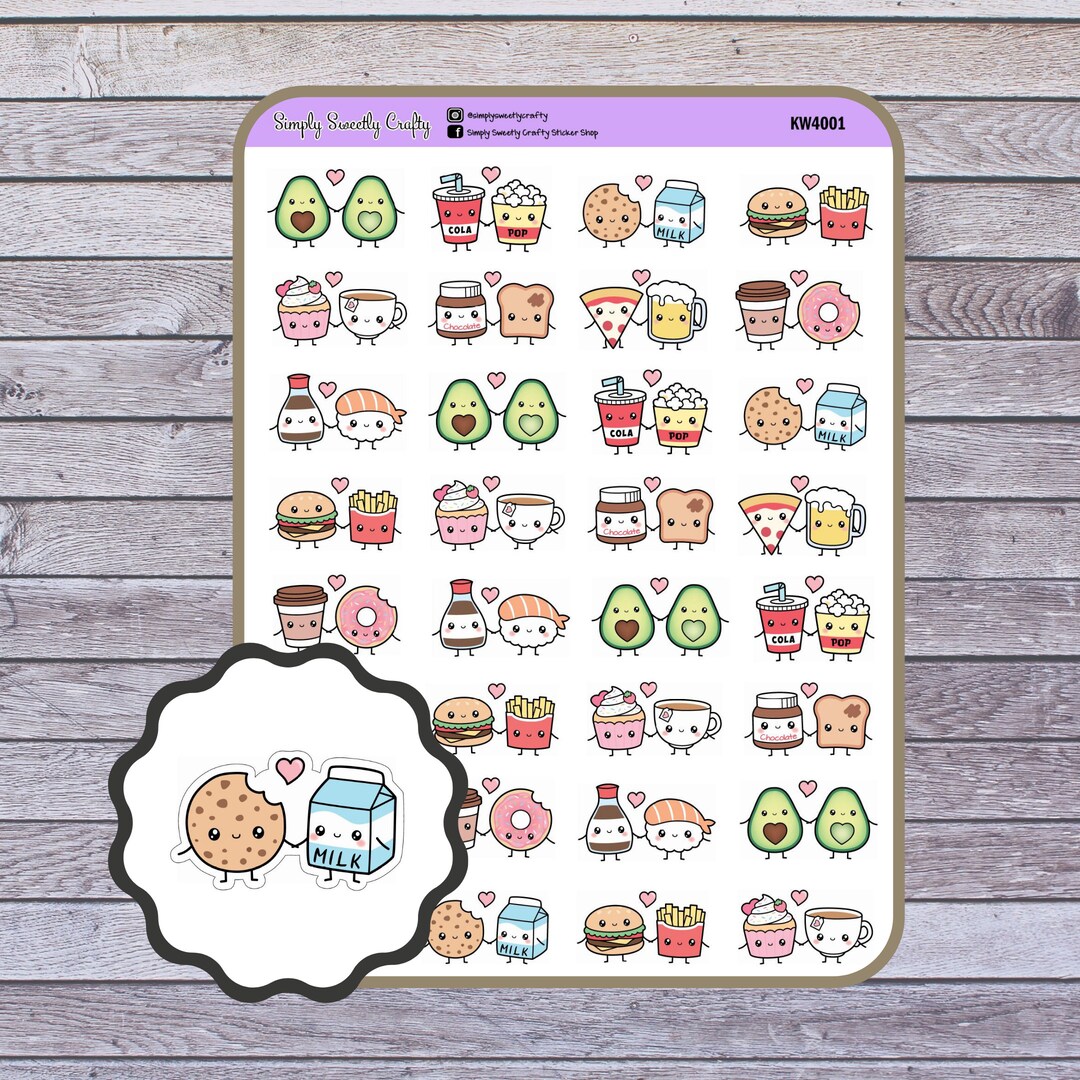 KAWAII FOOD COUPLES Planner Stickers - Etsy