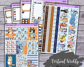 BLUE DOG Deluxe Vertical Planner Stickers Kit - Erin Condren, Hobonichi, Happy Planner, Journaling, Bullet Journal, Stationery, Doodle