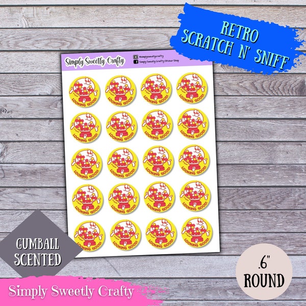 Gumball Machine SCRATCH N SNIFF *SCENTED* Retro Planner Stickers Set
