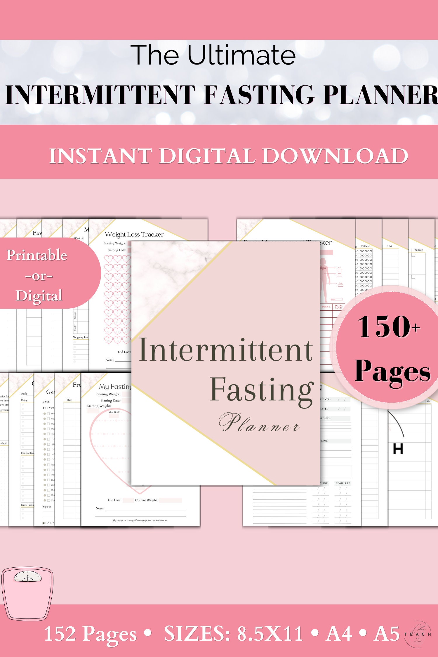 Intermittent Fasting Planner OMAD Fasting Challenge Printable Daily