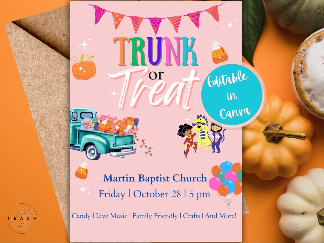 Editable Trunk or Treat Invitation School Church Trunk or Etsy