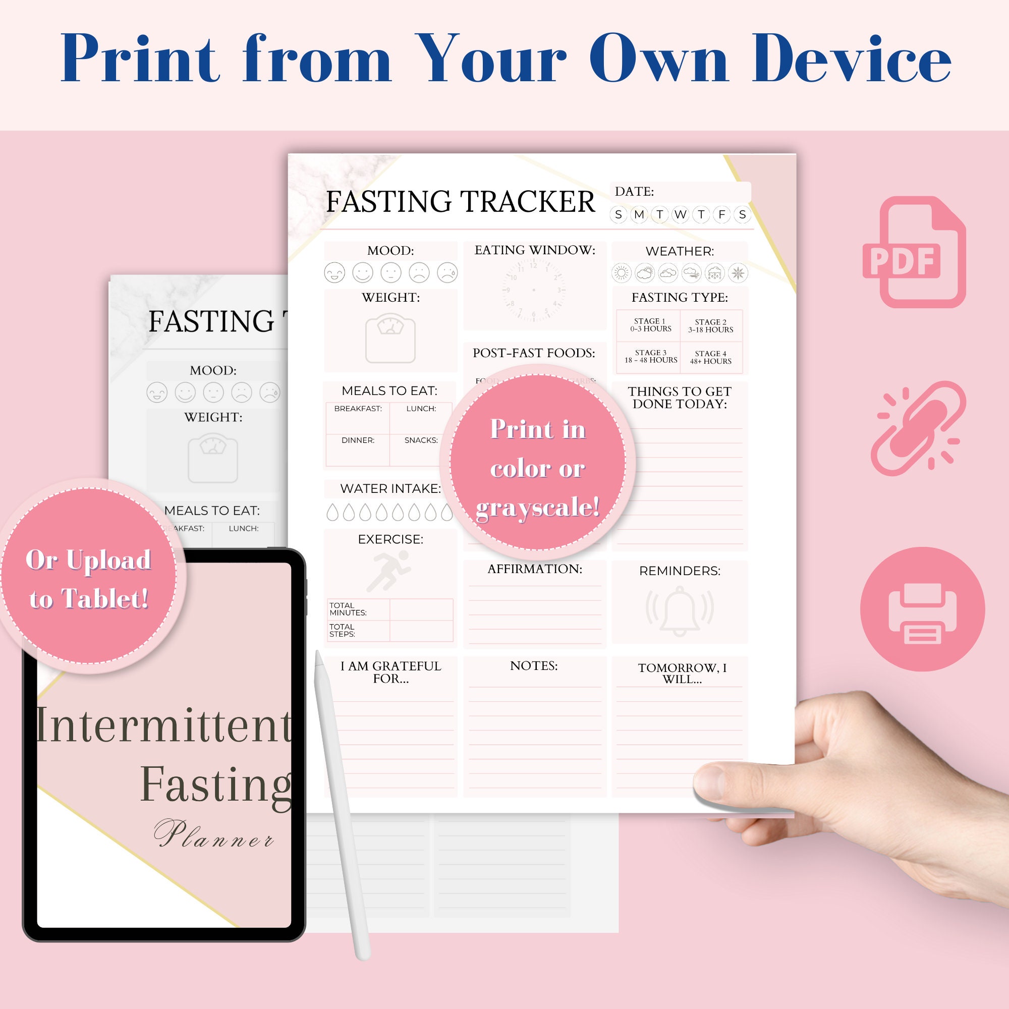 Intermittent Fasting Planner OMAD Fasting Challenge Printable Daily