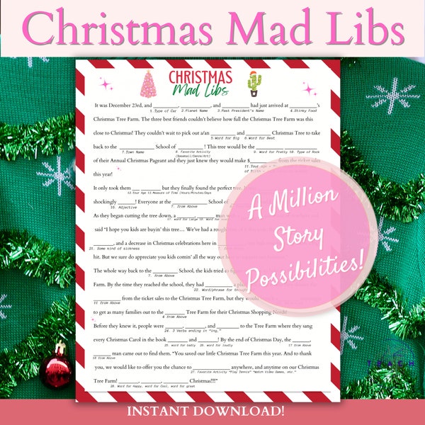 Mad Lib Kid Mad Lib Christmas Funny Christmas Game Holiday Mad Lib Christmas Story Game Church Christmas Game Christmas Activity Sheet