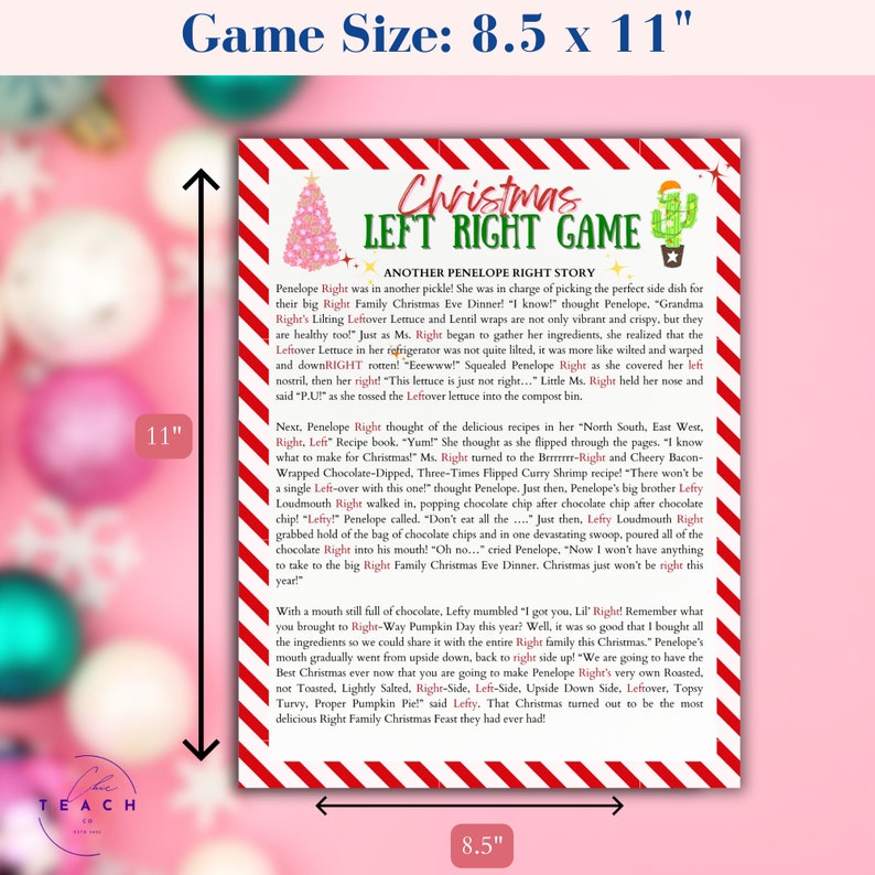 Left Right Game Christmas Activity Kid Pass the Present Group Game