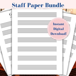 Staff Paper Bundle Printable, US Letter Size for Composers Blank Sheet Music for Composition Paper Instant Download Manuscript Paper
