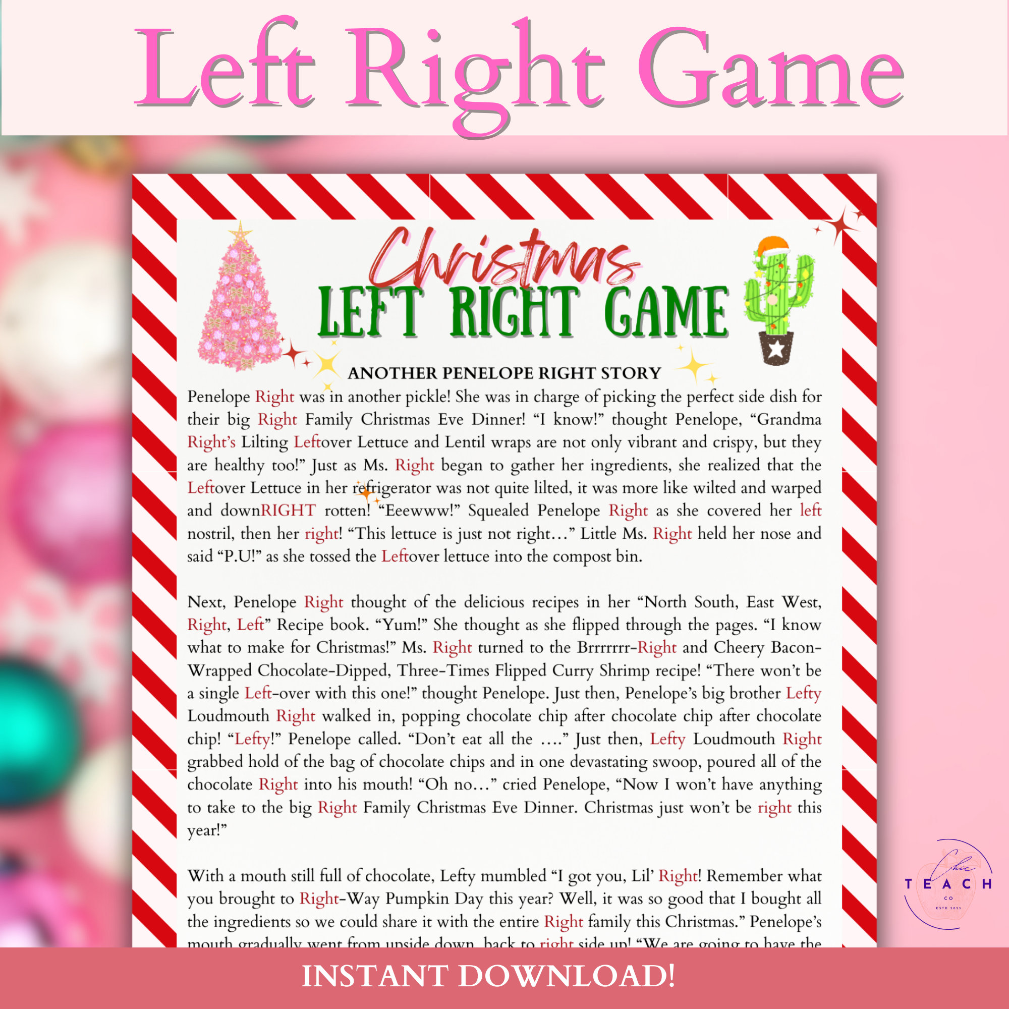Left Right Game Christmas Activity Kid Pass the Present Group Game