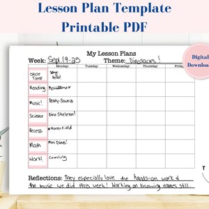 Printable Lesson Plan Template Teacher Homeschool Weekly Teacher Lesson ...