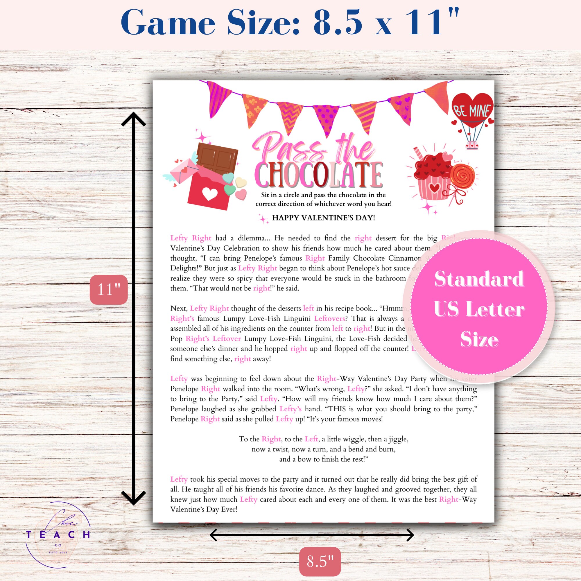 Left Right Game Kid Valentine Day Party Pass the Gift Game Preschool ...