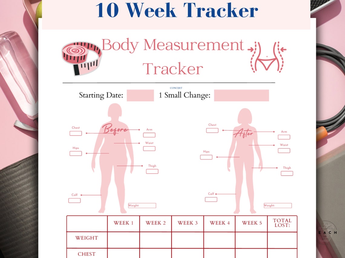 Body Measurement Chart, Printable 10 Week Body Sculpting Tracker