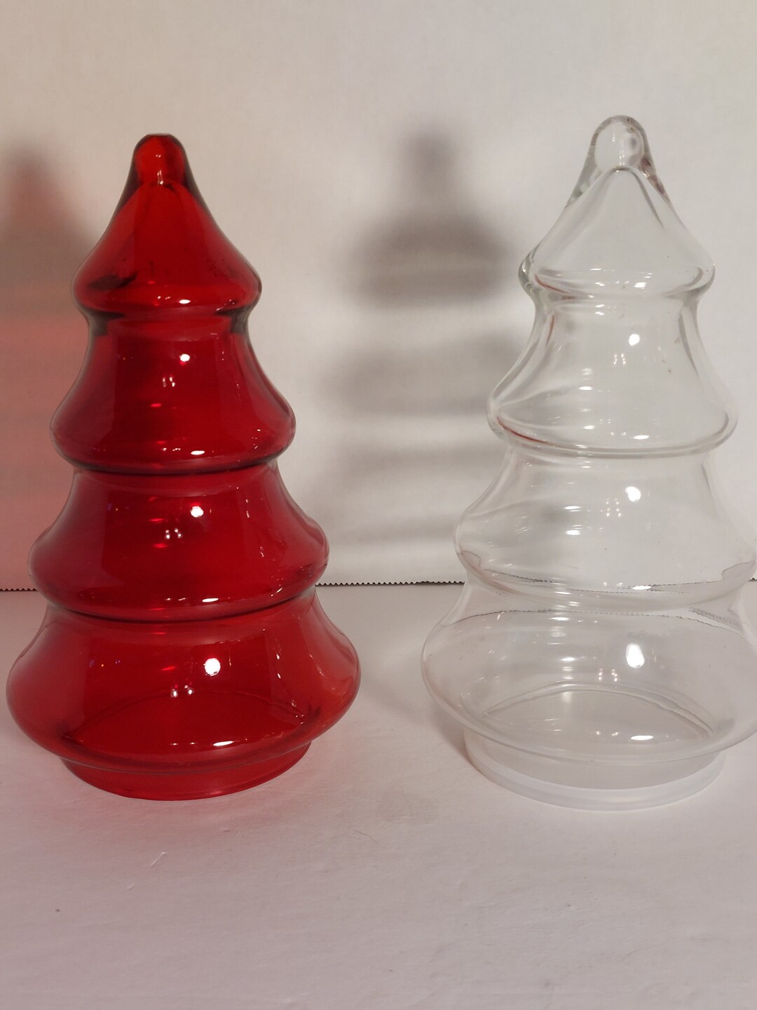 Vintage Glass Christmas Tree Candy Dishes Etsy
