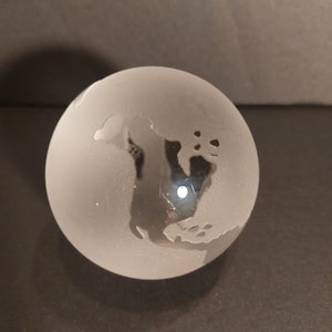 Vintage World Globe Glass Paperweight With Original Sticker