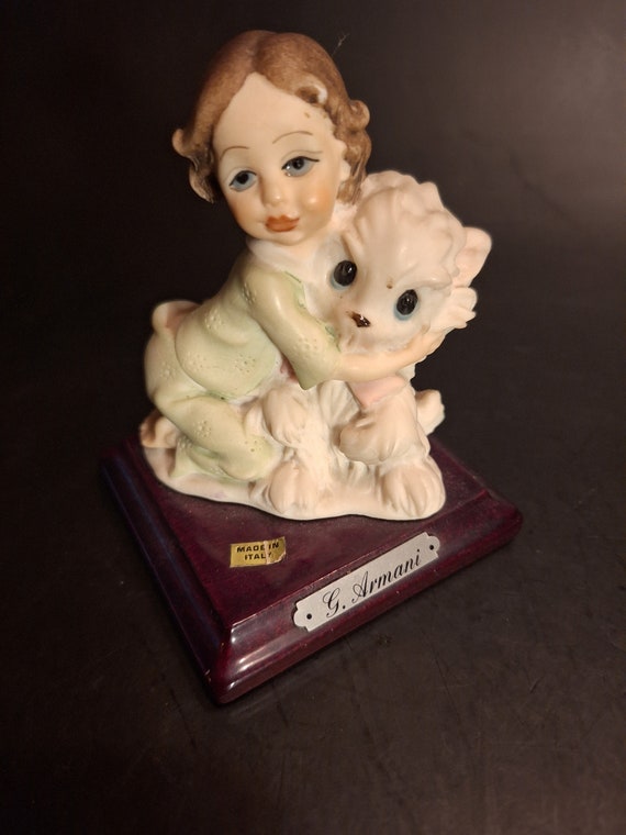 1987 G. Armani Little Treasures Florence Figurine. Girl With Dog