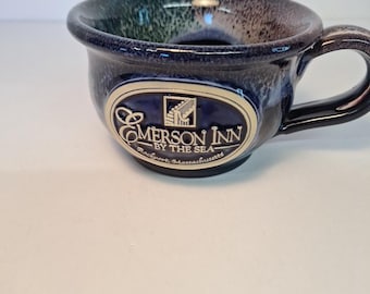 Deneen Pottery Mug, "The Emerson Inn" 2013. Dark Blue, Drip Glaze.
