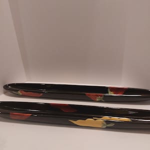214 West, Long Narrow Black Dish With Chili Pepper Design