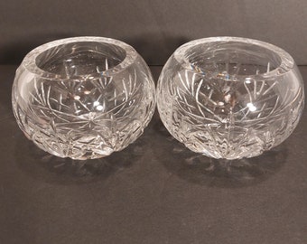 Lead Crystal  Rose Bowls, Set of 2 Beautiful and Sparkley