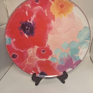 Set of 5 HOME Brand Melamine Dinner Plates. Pink Floral Design.