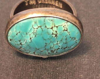 Handmade Turquoise Ring with Sterling Silver Ban.
