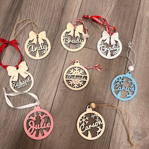 Personalized Christmas Ornament, Name Ornament, Custom Name Ornament, Christmas Wood Ornament, Monogrammed Ornament, Gift, Stocking Tag