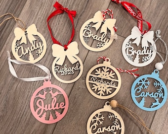 Personalized Christmas Ornament, Name Ornament, Custom Name Ornament, Christmas Wood Ornament, Monogrammed Ornament, Gift, Stocking Tag