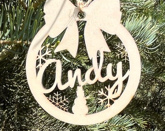 Personalized Christmas Ornament, Name Ornament, Custom Name Ornament, Christmas Wood Ornament, Monogrammed Ornament, Gift, Stocking Tag