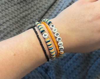 Lando Norris Formula 1 Beaded Fan Bracelet (Orange, Blue and Black)