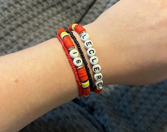Charles Leclerc Formula 1 Beaded Fan Bracelet (Red, Yellow and Black)