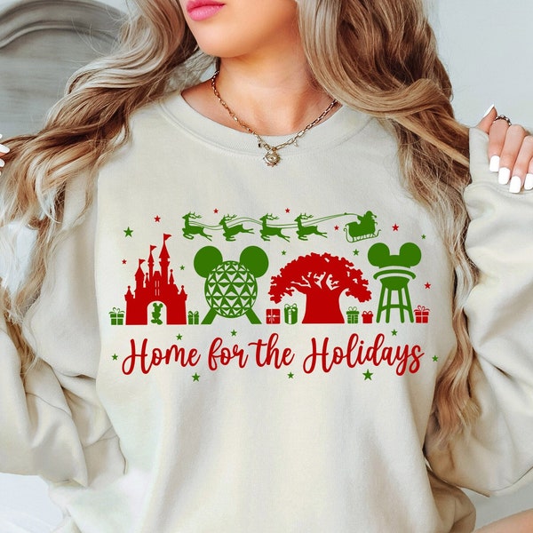 Home for the Mickey Holidays Sweatshirt, Disney Castel Christmas Home Shirt, Disney Epcot Xmas Trip Tee, Disney Family Christmas Sweatshirt