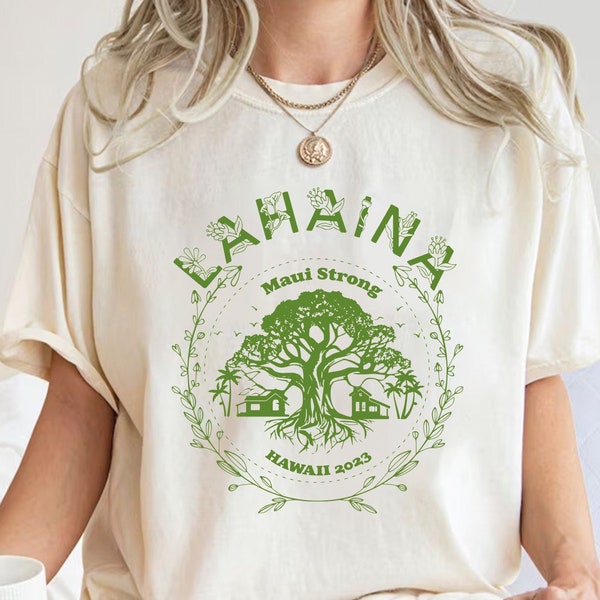 Chemise Maui Strong, chemise dorée Lahaina Strong Banian Tree, chemise Support Maui, chemise Lahaina Hawaii Fires, t-shirt or victime d'un incendie