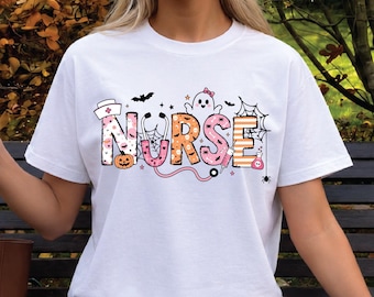 Spooky Nurse T-shirt, Halloween Nurse Ghost Hoodie, Halooween Nursing Party Tee, Trick Or Treat Sweater
