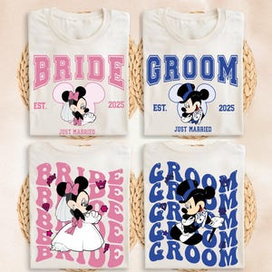 Camiseta de novios de Disney, camiseta de parejas de Disney, camiseta de boda de Disneyland, sudadera de luna de miel de Disney, camiseta de Mickey y Minnie para el novio.