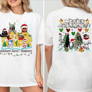 Merry And Bright Star Wars Shirt, Disney Star Wars Christmas Sweatshirt, wn Trip T-Shirt, Mandalorian Santa Hoodie