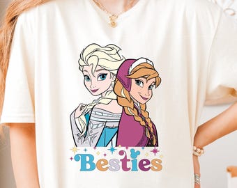 Disney Elsa and Anna Besties Shirt, Girls Trip Matching Custom Tee, Best Friends Shirt, Disneyland Vacation Tee, Disney Cousins Tee
